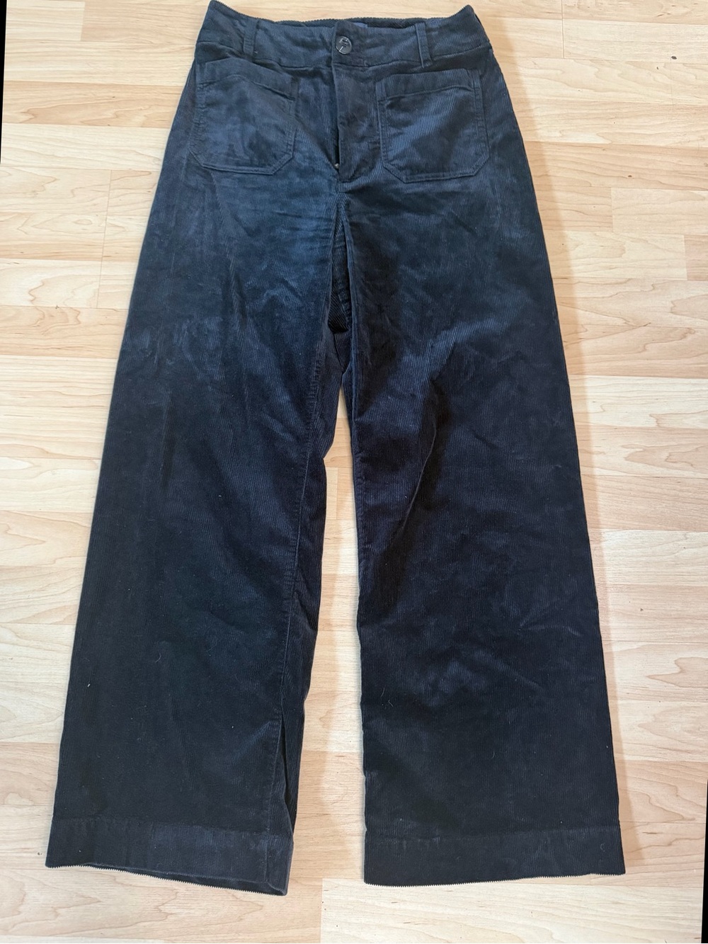 Maeve by Anthropologie The Colette Black Corduroy Wide-Leg Pants | Size 29